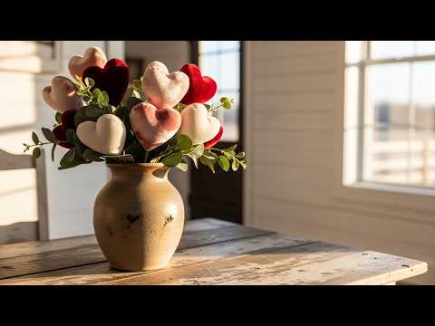 8 Hours Cozy Velvet Heart Flowers TV Art 💗 Farmhouse Decor | Warm Home Ambiance 4K