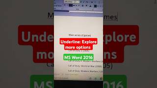Explore more options for Underline #word2016 #mswordtutorialforbeginners #funwithcomputer