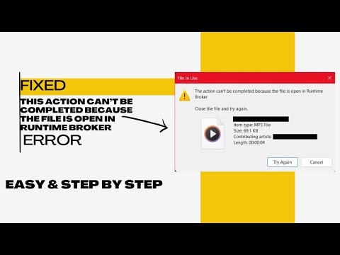 **FIXED** This action can’t be completed because the file is open in Runtime Broker
