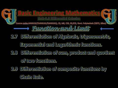 Differentiation of composite functions by Chain Rule Part-20 #BasicEngineeriongMath #Polytechnic