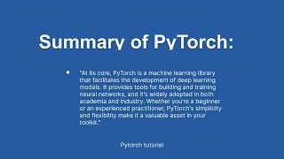 Pytorch for beginners