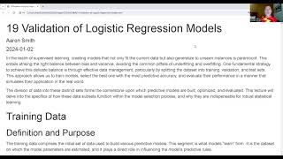 19 Validation of Logistic Regression Models
