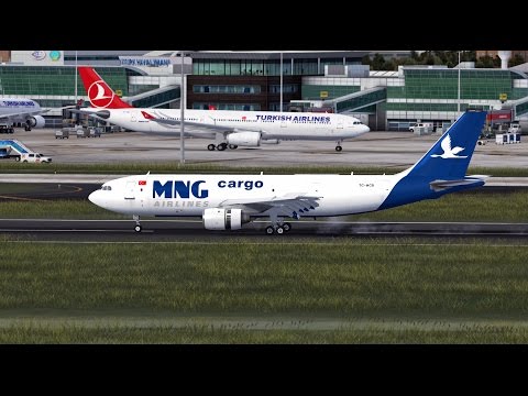 P3D Approach and landing in Istanbul Atatürk Airport (LTBA), Airbus A300B4-203F MNG Airlines