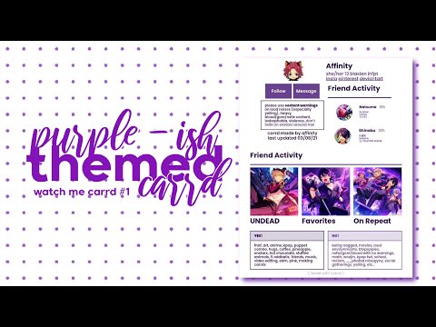 watch me carrd | purple themed carrd