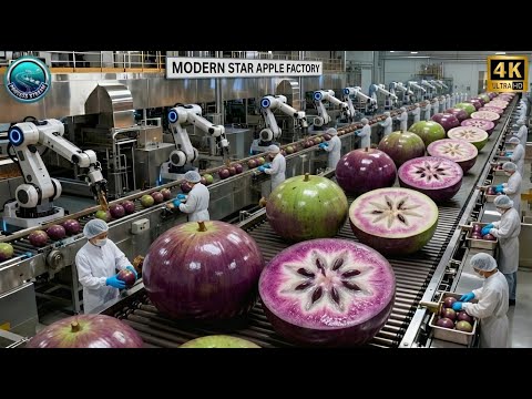 Inside a Modern Star Apple Factory: From Fresh Star Apples to Creamy Purple Purée (Full Process)