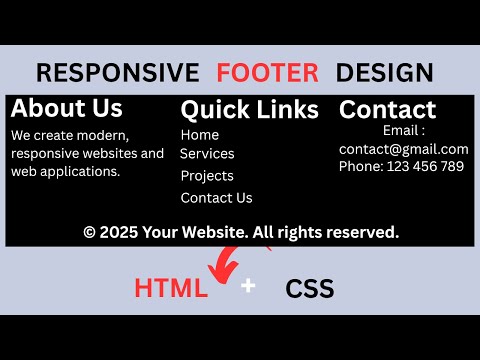 Responsive footer using html and css | html css projects for begineers