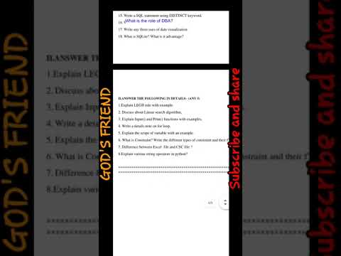12th computer science important 3mark & 5 mark // GOD'S FRIEND