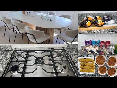 Dinning Set Progress||Full Day In The Kitchen||Cooker Top Deep Clean||Cat Essentials restock