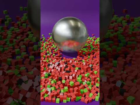 Steel Ball vs Watermelon Cube  🍉   #blender3d  #blender3danimation  #satisfying