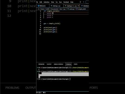 Python generators with yield statement #python #programming #coding