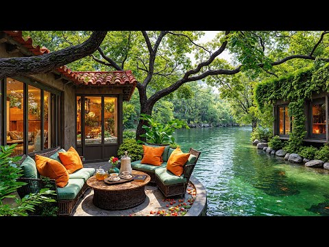 ☕ Lakeside Cafe Jazz Music | Tranquill Jazz & Relaxing Vibes with Nature Sounds for Study & Chill
