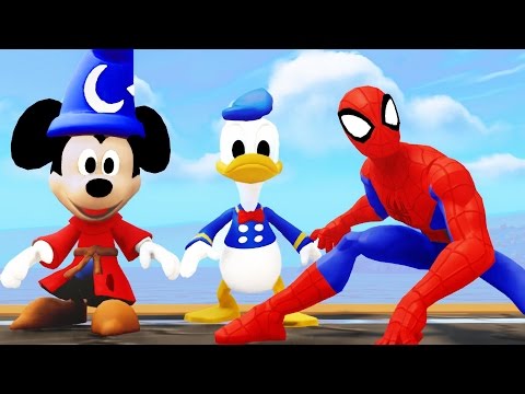 Donald Duck com Homem Aranha Raça Dinoco Carros Ryhmes Músicas para Crianças