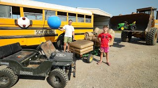 Finding New Trucks and Playing in the Mud Compilation | Tractors for kids