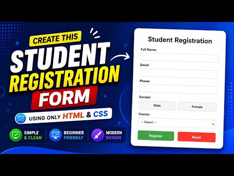 Student registration form in HTML
