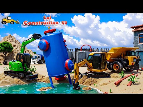 Construction Works: Epic Water Tank Setup with Excavators!