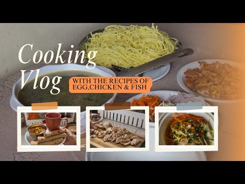 [VLOG-7]What I cook & eat in a day with the recipes of egg,chicken and fish #SilentVlog #CookingVlog