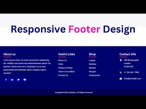 Responsive Footer Design Using HTML and CSS  Grid | Free Source Code