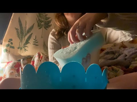 ASMR new dry sponge ripping + sounds