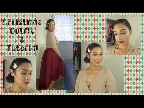 My Christmas Outfit & Makeup | Tutorial