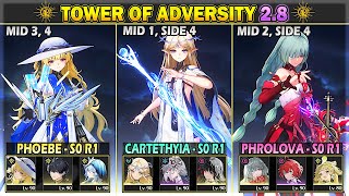Cartethyia-Sanhua, Phrolova-Danjin, Phoebe | Tower of Adversity 2.8 36 Crest | WuWa