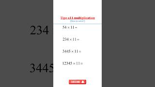 Tips multiplication x11 fasting #mathteicks #multiplicationtechnique #mathtutorial