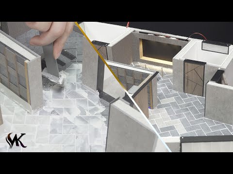 How To Build a Amazing House(model) #6 - Herringbone tile & Making door.