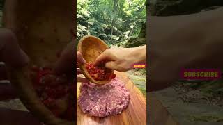 Kebab on open fire #foodinthewild #mountainfood #naturecooking