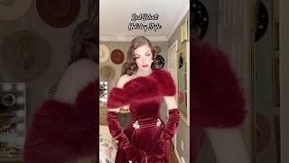 Vintage Holiday Style Day 3: Red Velvet Old Hollywood Glamour 💋 | #shorts #vintagestyle #grwm