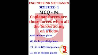 ENGINEERING MECHANICS MCQ - 4 #POLYTECHNIC #SHORTS #YOUTUBE