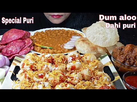 ASMR EATING BEETROOT PURI/ ASMR EATING DAHI PURI, ASMR EATING DUM ALOO,* SPICE ASMR STYLE