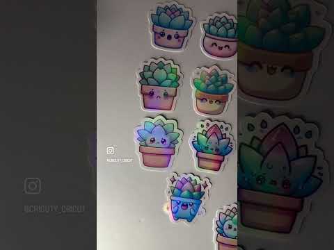 Holographic Succulent Mood Stickers Set | Cute Plant Stickers with Different Emotions