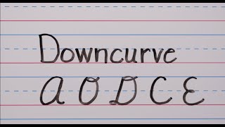 Writing in cursive: Uppercase downcurve letters (A, O, D, C, E)