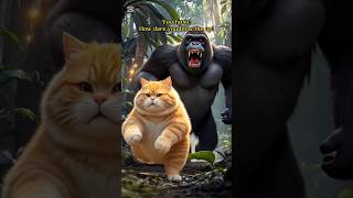 Big monkey vs cat fight 💥#cartoon #edit #aiAnimalstories