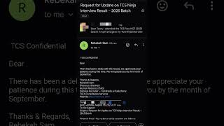 📢 TCS Ninja Interview Result Update 2025 Batch | Official HR Mail 💌 #TCSNinja #TCS2025Batch #TCS