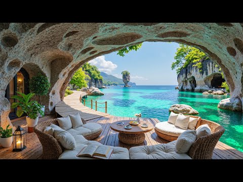 🎵 Relaxing Ocean Breeze Jazz | Cozy Seaside Cave Café With Tranquil Jazz Melodies for Work & Chill