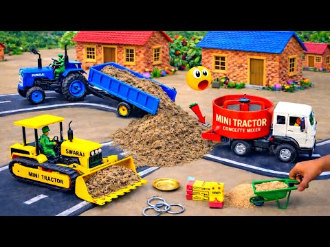 DIY Mini Tractor, Concrete Mixer & Road Roller Build Concrete Road | Science Project | @topminigear