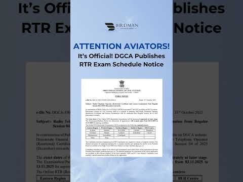 BAI X DGCA UPDATE FOR RTR EXAM 2025 #BirdmanAviationIndia #DGCA #RTRExam #ExamNotification #Aviation