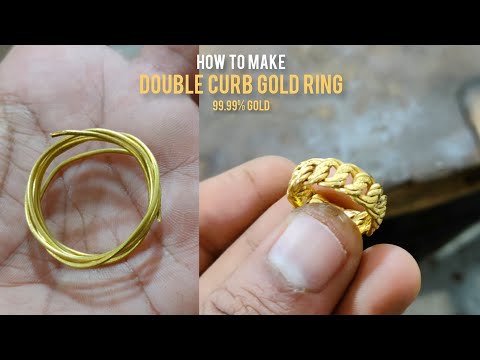 GOLD RING. DOUBLE CURB GOLD RING. WEDDING GOLD RING