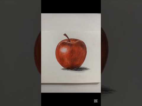 Realistic Apple Drawing with Colored Pencils 🍎 – #Shorts #apple #drawing #sketch #colorpainting