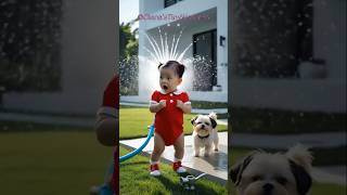 "💦🤣Good Baby and Dog: Water War!#shorts
