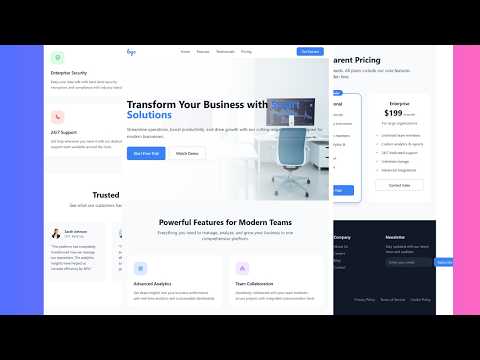 Modern SaaS Landing Page with Tailwind CSS | TechFlow Project Showcase 🚀
