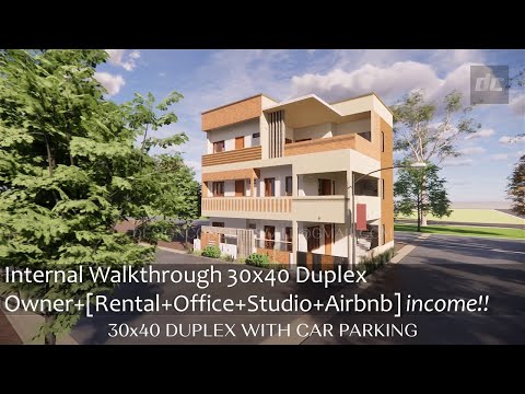 30X40 INTERNAL TOUR HOUSE PLAN WITH CAR PARK, RENTAL, OFFICE AND AIRBNB! #30x40housedesign