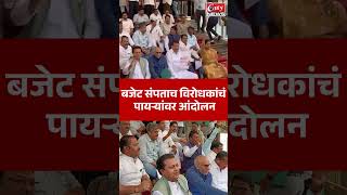 बजेट संपताच विरोधकांचं पायऱ्यांवर आंदोलन #mahaviakasaghadi #MaharashtraBudgetforFY2025
