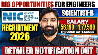 NIC Recruitment 2026 | Scientist B | Salary - 56,100 - 1,77,500 | Through GATE Score