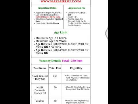 Coast Guard Recruitment 2021 || for diploma students