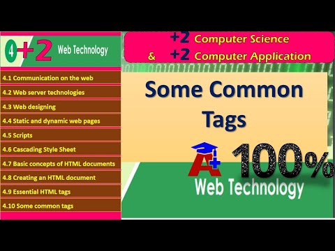 +2 CS & CA: #Chapter 4 - Web Technology: Some Common Tags in HTML