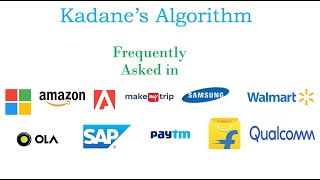 Kadane's Algorithm || Leetcode || GeeksforGeeks || Top 10 Array Questions || FAANG