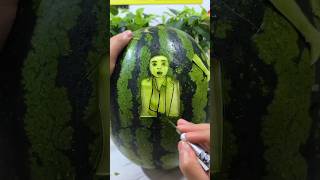 Human image design on watermelon #shorts #short #trending #viral #shortvideo #art #asmr