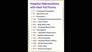 "Top Hospital Abbreviations & Their Full Forms | Medical Terms Made Easy"