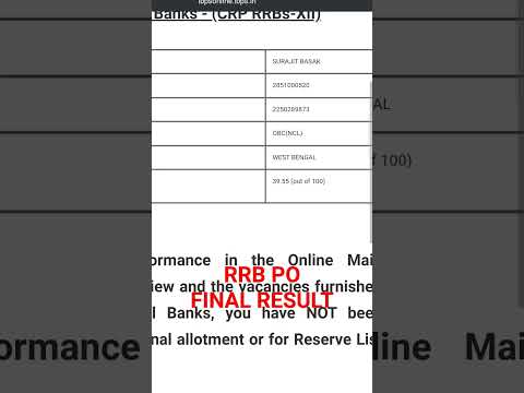 My RRB PO Final Result 2023 🥲🥲🥲 #rrbpo #ibpsrrb #shorts